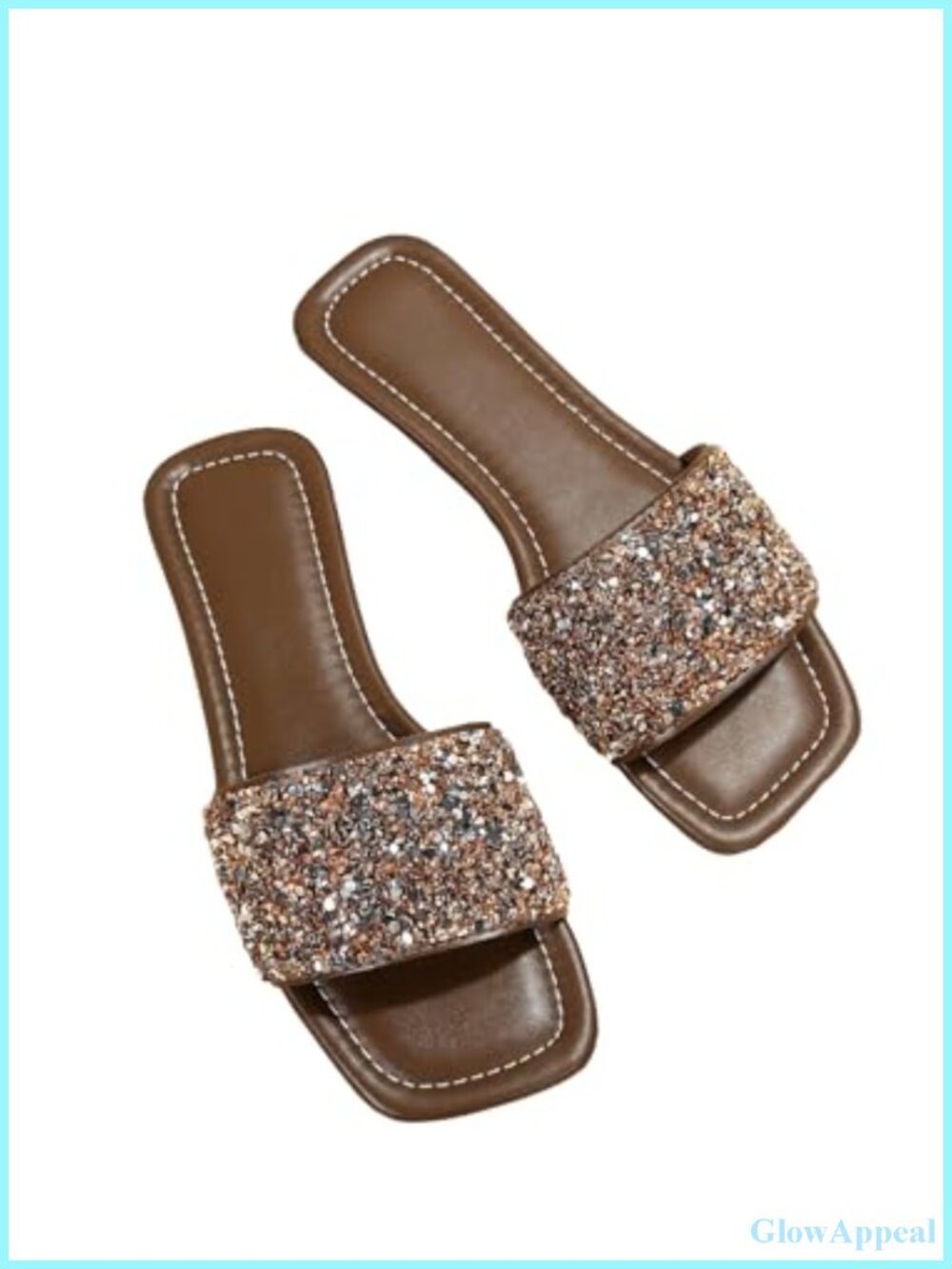 Rhinestone Slide Sandals Open Toe Flat Slip On Casual Beach